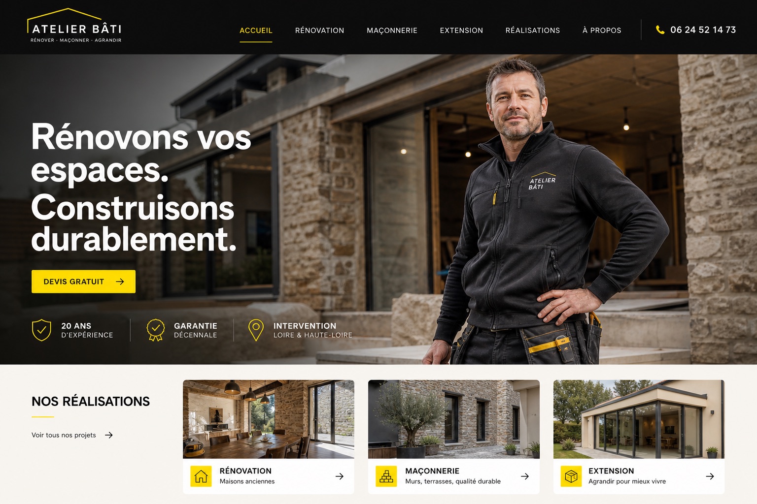 Réalisation · Atelier Bâti, site artisan BTP
